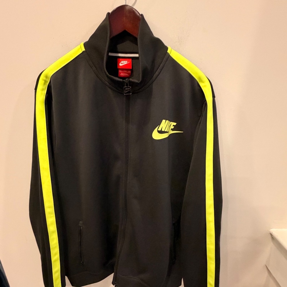 Nike Mens Track Jacket Black Neon Yellow Full Zip Sportswear 544139-062 XXL